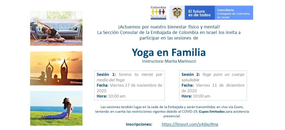 El Consulado de Colombia en Tel Aviv invita a las sesiones de Yoga en Familia