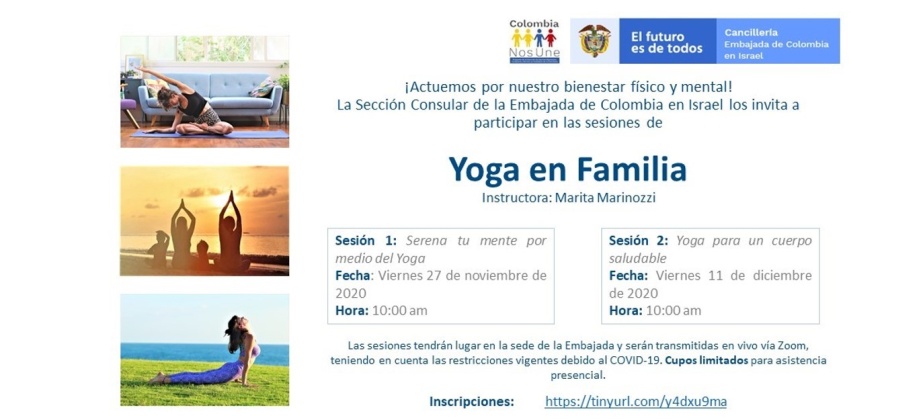 El Consulado de Colombia en Tel Aviv invita a las sesiones de Yoga en Familia