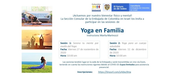 El Consulado de Colombia en Tel Aviv invita a las sesiones de Yoga en Familia